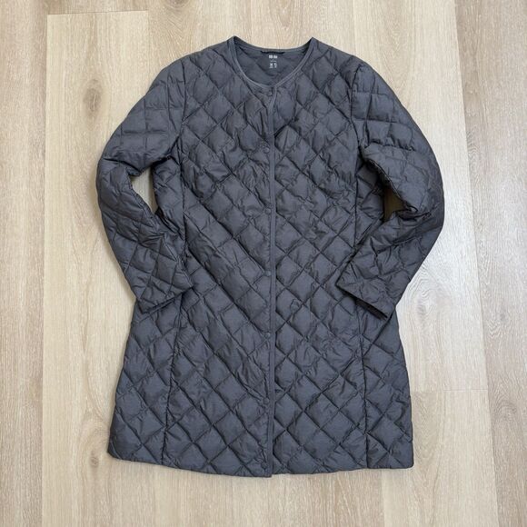 Uniqlo Ultra Light Down Coat Womens L Quilted Snap Packable Minimalist Puffer - Picture 1 of 14